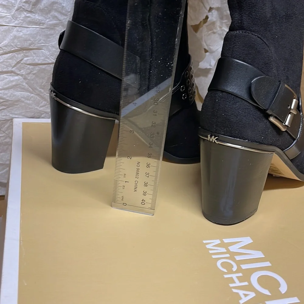 BNIB Michael Kors Boot Nadine Black Stretch suede 3”heeled size - Picture 4 of 11